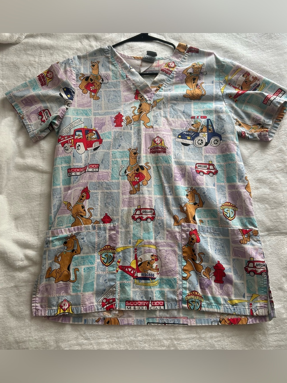 Scooby-Doo Vintage Medical Scrub Top with Pockets